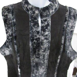 Dress Barn Leather Faux Fur Vest XL